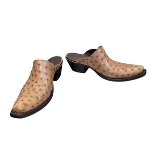Stallion Boot Womens Real Full Quill Ostrich Heeled Slide Slip On Shoes Size 6.5